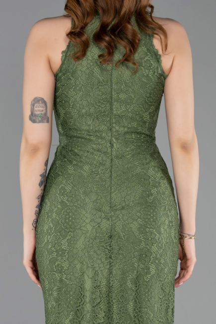 Long Olive Drab Dantelle Evening Dress ABU5987