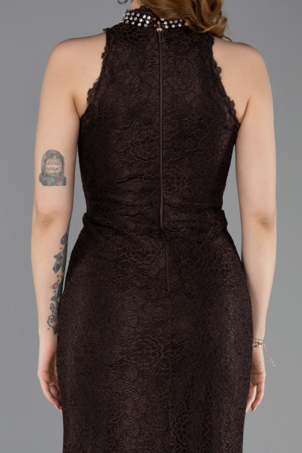 Long Brown Dantelle Evening Dress ABU5987