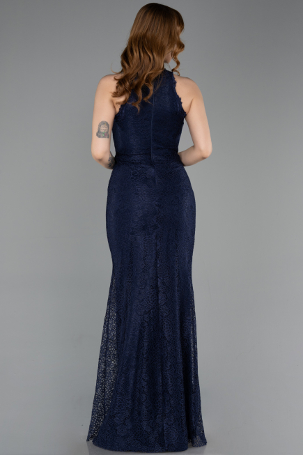 Long Navy Blue Dantelle Evening Dress ABU5987