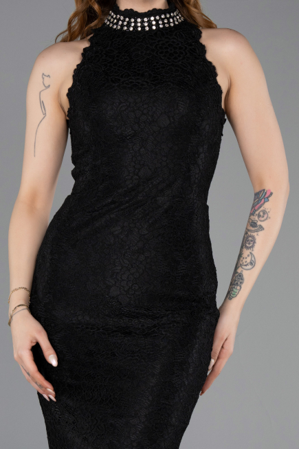Long Black Dantelle Evening Dress ABU5987