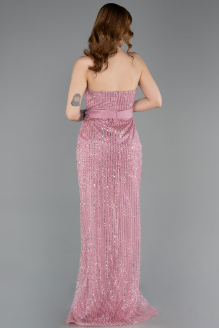 Long Powder Color Beaded Evening Dress ABU5988