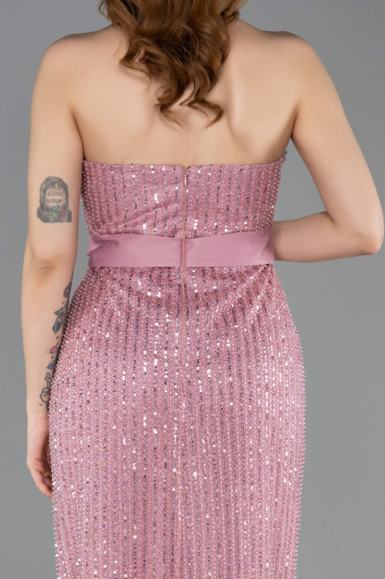 Long Powder Color Beaded Evening Dress ABU5988