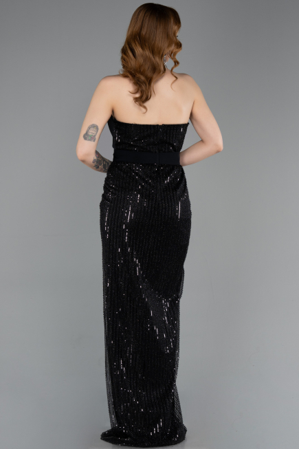 Long Black Beaded Evening Dress ABU5988