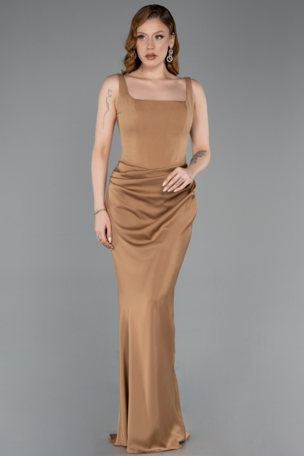 Long Bronze Satin Prom Gown ABU5990
