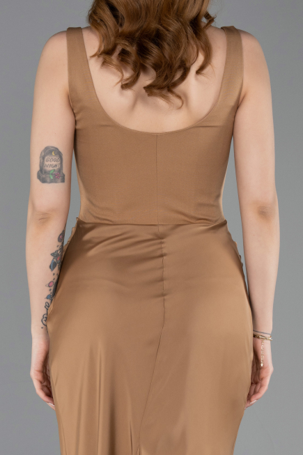 Long Bronze Satin Prom Gown ABU5990
