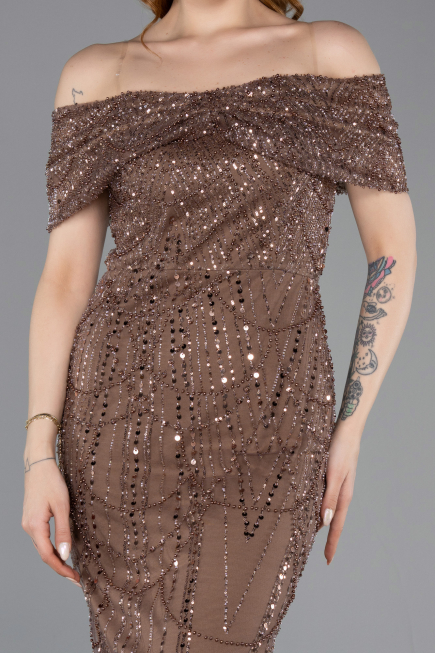 Midi Copper Beaded Party Dress ABK2592