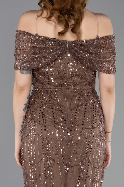 Midi Copper Beaded Party Dress ABK2592