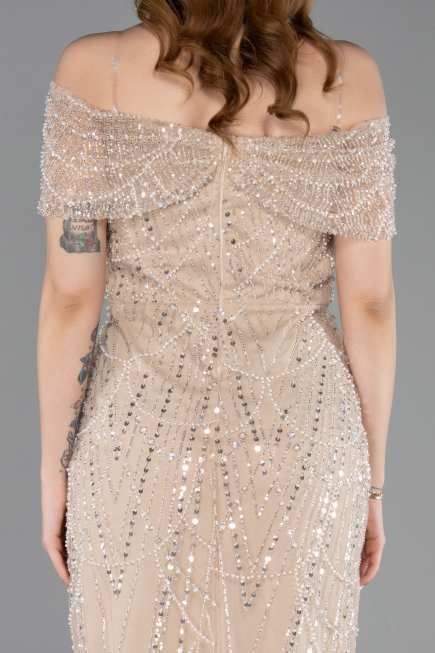 Midi Gold Beaded Party Dress ABK2592