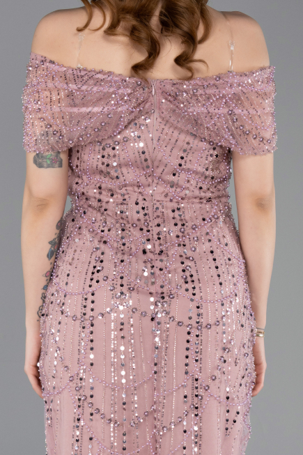 Midi Powder Color Beaded Party Dress ABK2592