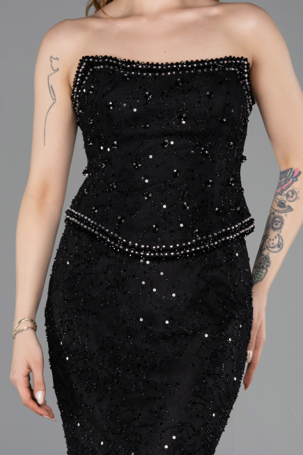 Long Black Dantelle Mermaid Evening Gown ABU5993