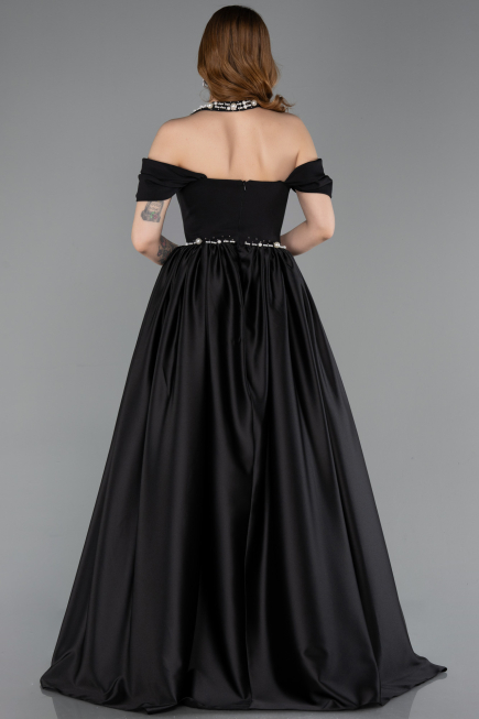 Long Black Satin Evening Dress ABU5995