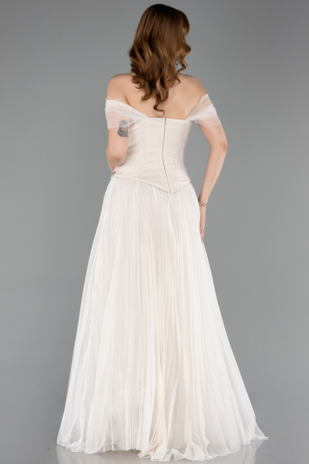 Long Beige Dantelle Evening Dress ABU5996