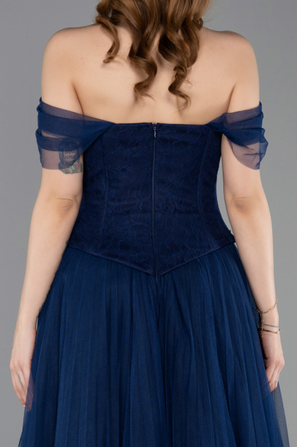 Long Navy Blue Dantelle Evening Dress ABU5996