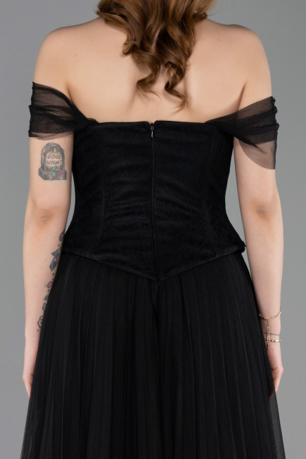 Long Black Dantelle Evening Dress ABU5996