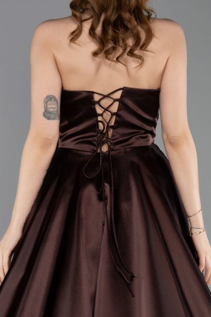 Long Brown Satin Evening Dress ABU5998