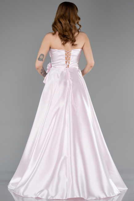 Long Powder Color Satin Evening Dress ABU5998
