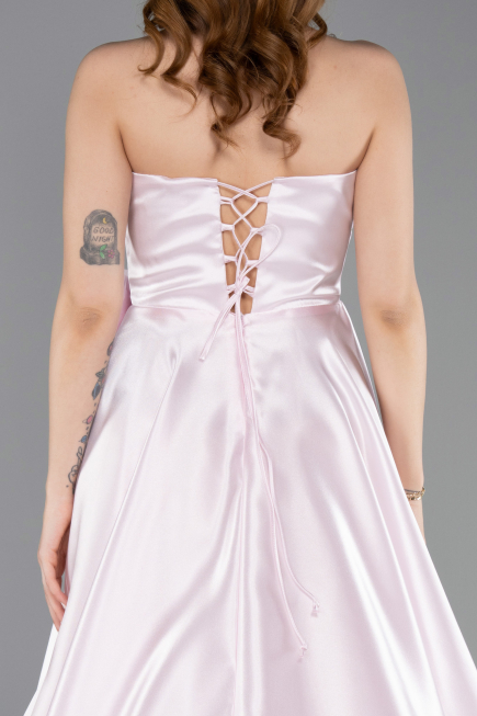 Long Powder Color Satin Evening Dress ABU5998
