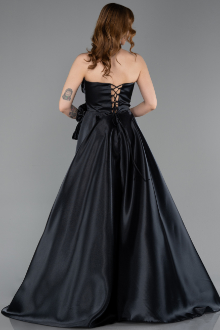 Long Black Satin Evening Dress ABU5998