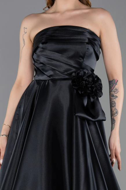 Long Black Satin Evening Dress ABU5998