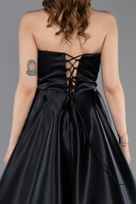Long Black Satin Evening Dress ABU5998