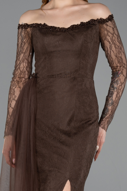 Long Brown Dantelle Evening Dress ABU5999