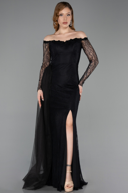 Long Black Dantelle Evening Dress ABU5999