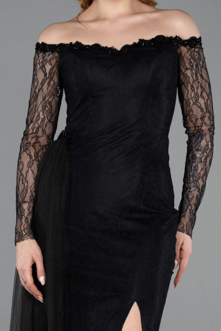 Long Black Dantelle Evening Dress ABU5999