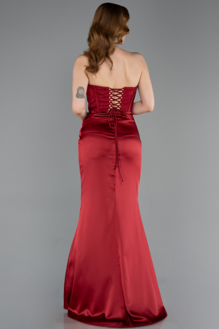 Long Burgundy Satin Evening Dress ABU6000