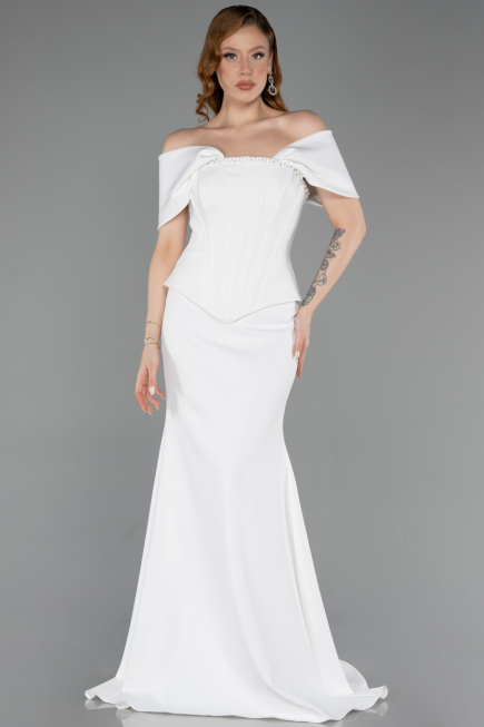 Long White Evening Dress ABU6002