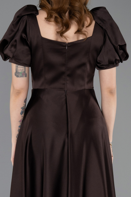 Long Brown Satin Evening Dress ABU6005