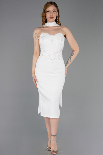 Midi White Cocktail Dress ABK2593