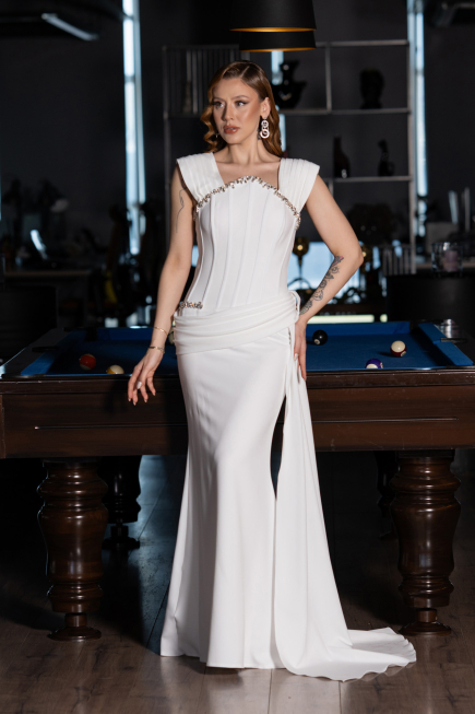 Long White Evening Dress ABU6001