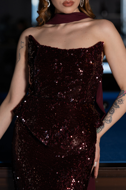 Long Burgundy Mermaid Prom Dress ABU5721
