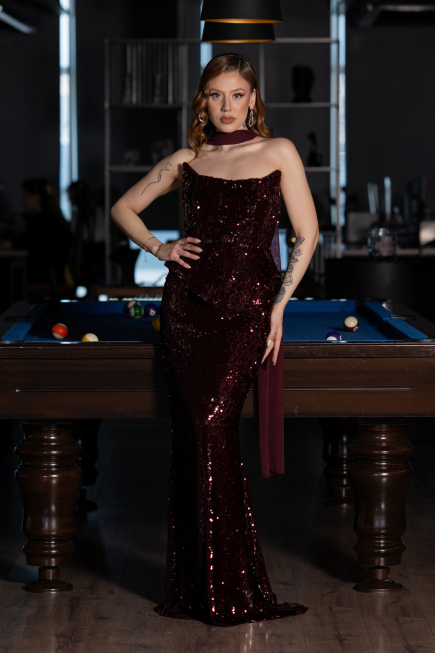 Long Burgundy Mermaid Prom Dress ABU5721