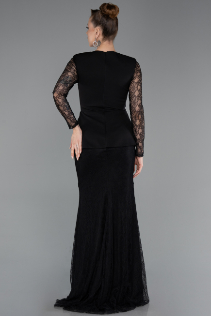 Long Black Dantelle Evening Dress ABU6014