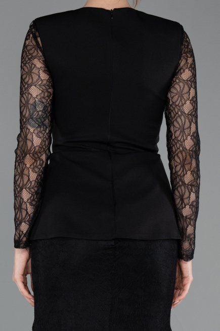 Long Black Dantelle Evening Dress ABU6014