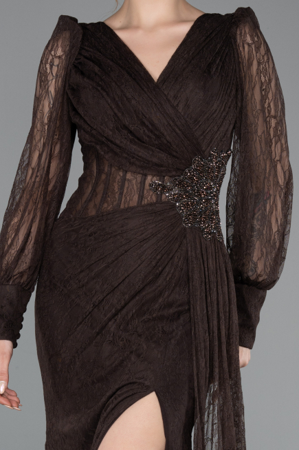 Long Brown Dantelle Evening Dress ABU6016