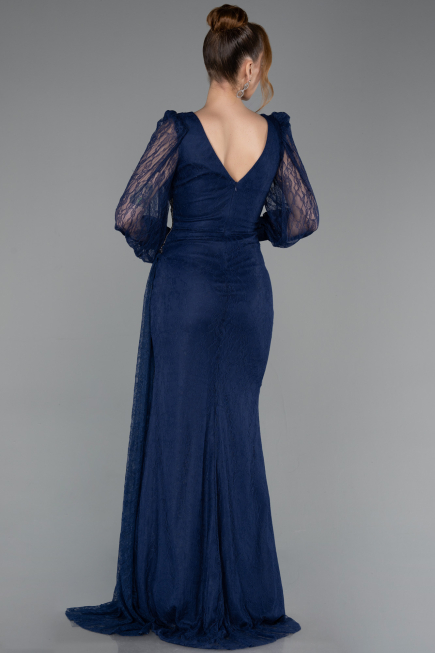 Long Navy Blue Dantelle Evening Dress ABU6016