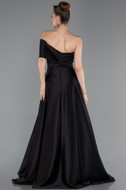 Long Black Satin Evening Dress ABU6019