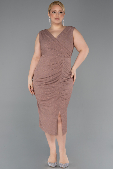 Copper Midi Plus Size Evening Dress ABK1492