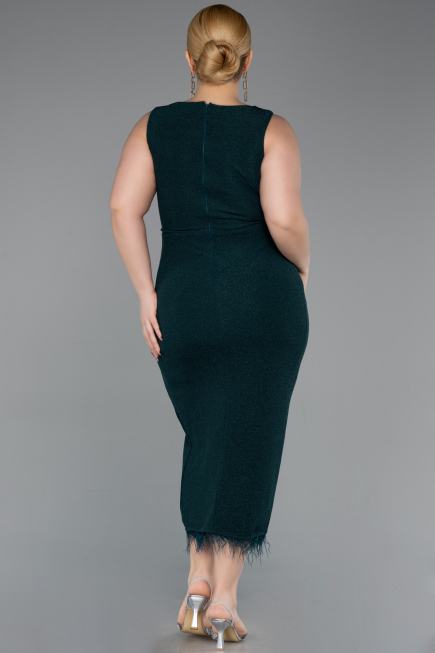 Emerald Green Midi Plus Size Evening Dress ABK2338