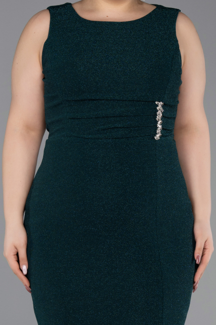 Emerald Green Midi Plus Size Evening Dress ABK2338