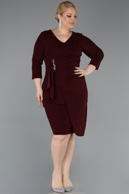 Midi Burgundy Plus Size Cocktail Dress ABK2595