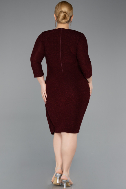 Midi Burgundy Plus Size Cocktail Dress ABK2595