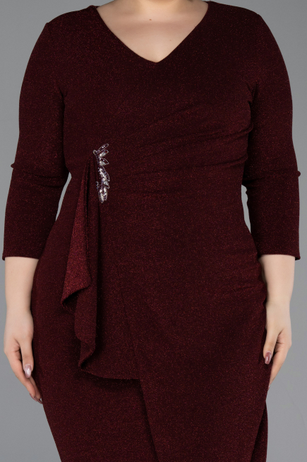 Midi Burgundy Plus Size Cocktail Dress ABK2595
