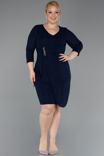 Midi Navy Blue Plus Size Cocktail Dress ABK2595