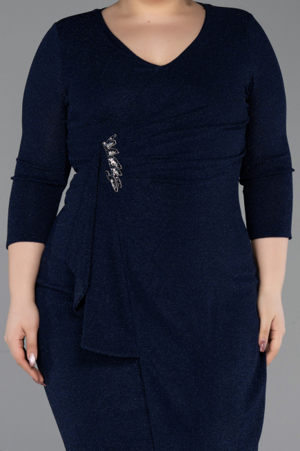 Midi Navy Blue Plus Size Cocktail Dress ABK2595