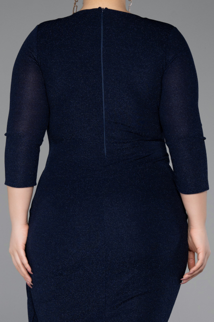 Midi Navy Blue Plus Size Cocktail Dress ABK2595