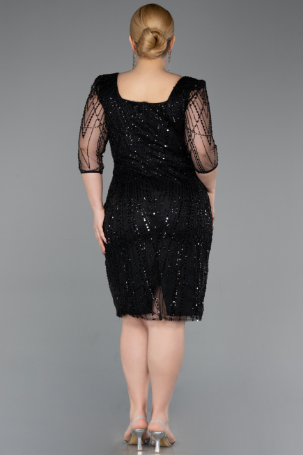 Midi Black Beaded Plus Size Cocktail Dress ABK2580