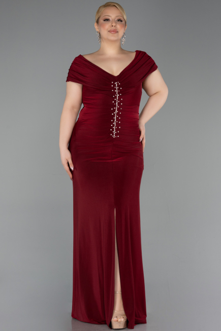 Long Burgundy Plus Size Evening Gown ABU5900